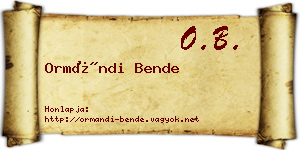 Ormándi Bende névjegykártya